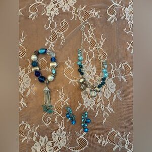 Blue and Silver Beaded Bracelet